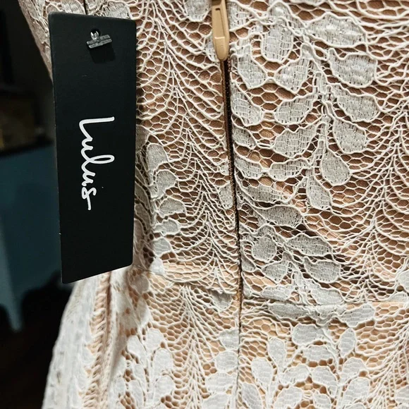 Lulus All of My Heart Lace Skater Short Mini Dress, Cream White Size Medium NWT - Picture 12 of 12